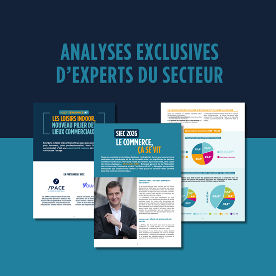 Visuel du whitepaper SIEC 2026 « Le commerce, ça se vit » présentant des analyses d’experts du secteur et des tendances sur les loisirs indoor et l’immobilier de commerce.
